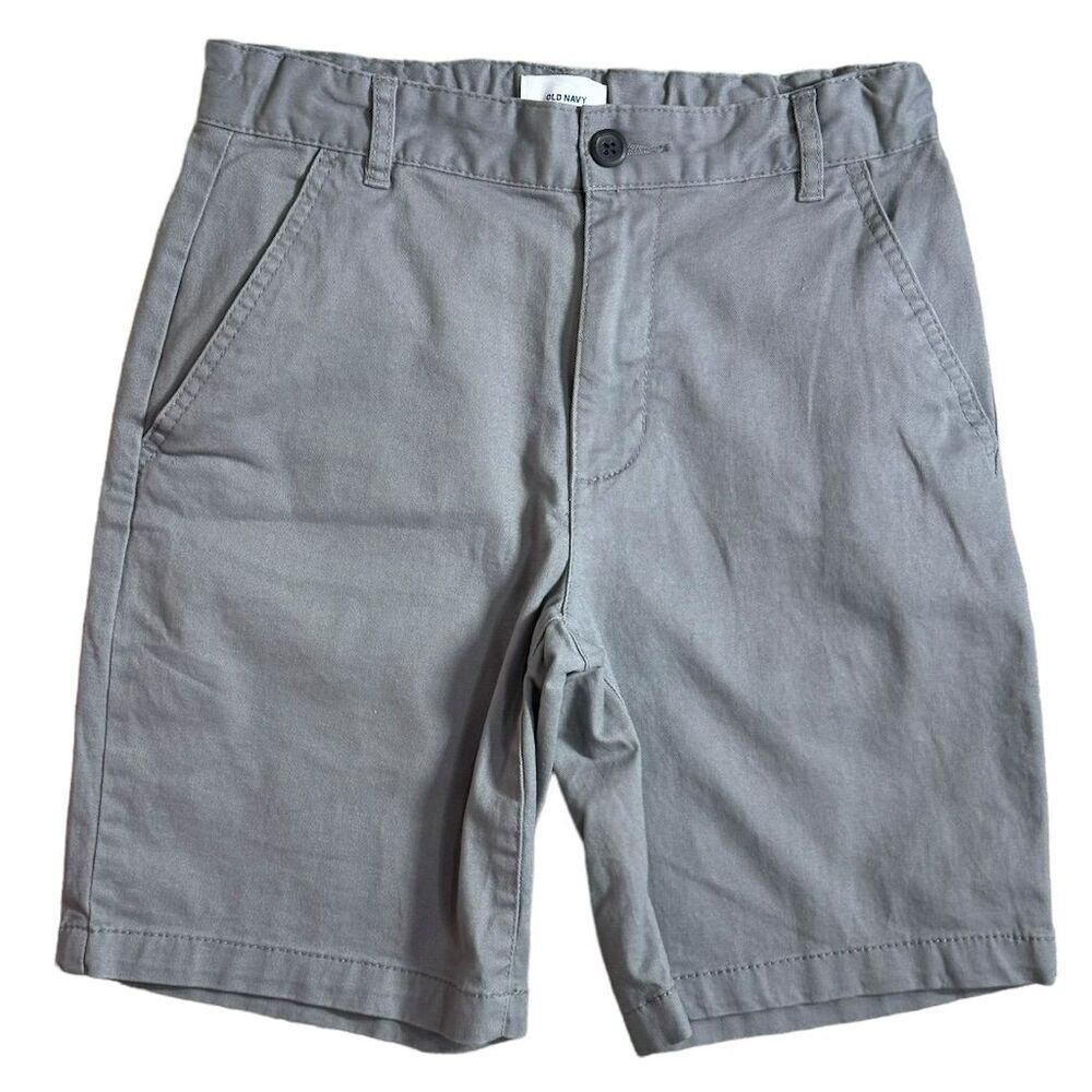 Old Navy Lived-In Straight Chino‎ Shorts Earl Grey Boys Size 12 Casual Zip Fly